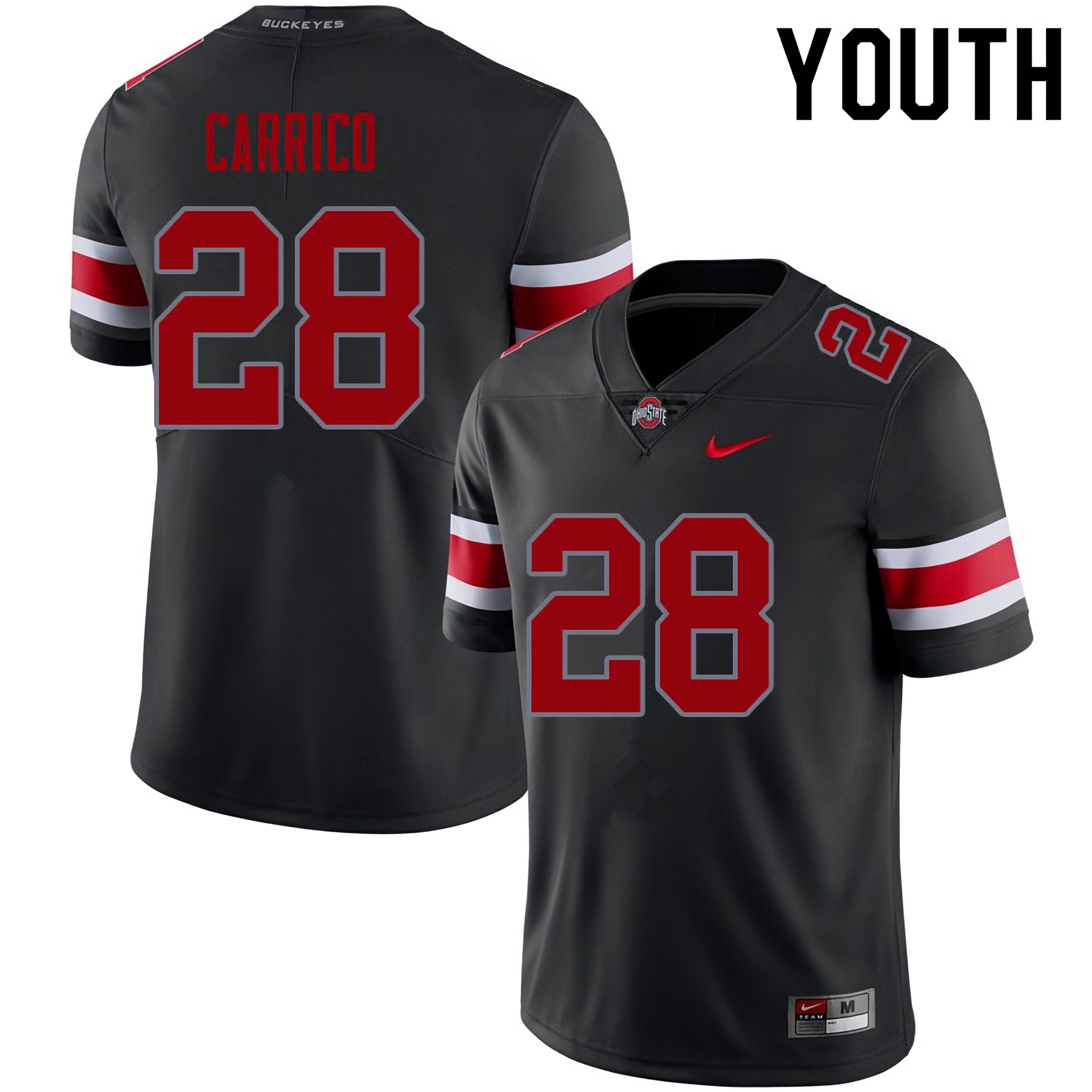 Reid Carrico Ohio State Buckeyes Youth NCAA #28 Black Red Number College Stitched Football Jersey VGF6556JY